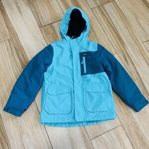 Lands' End Kids Unisex Ski Hooded Parka w/Grow-A-Long Sleeves Sz Large (10-12)